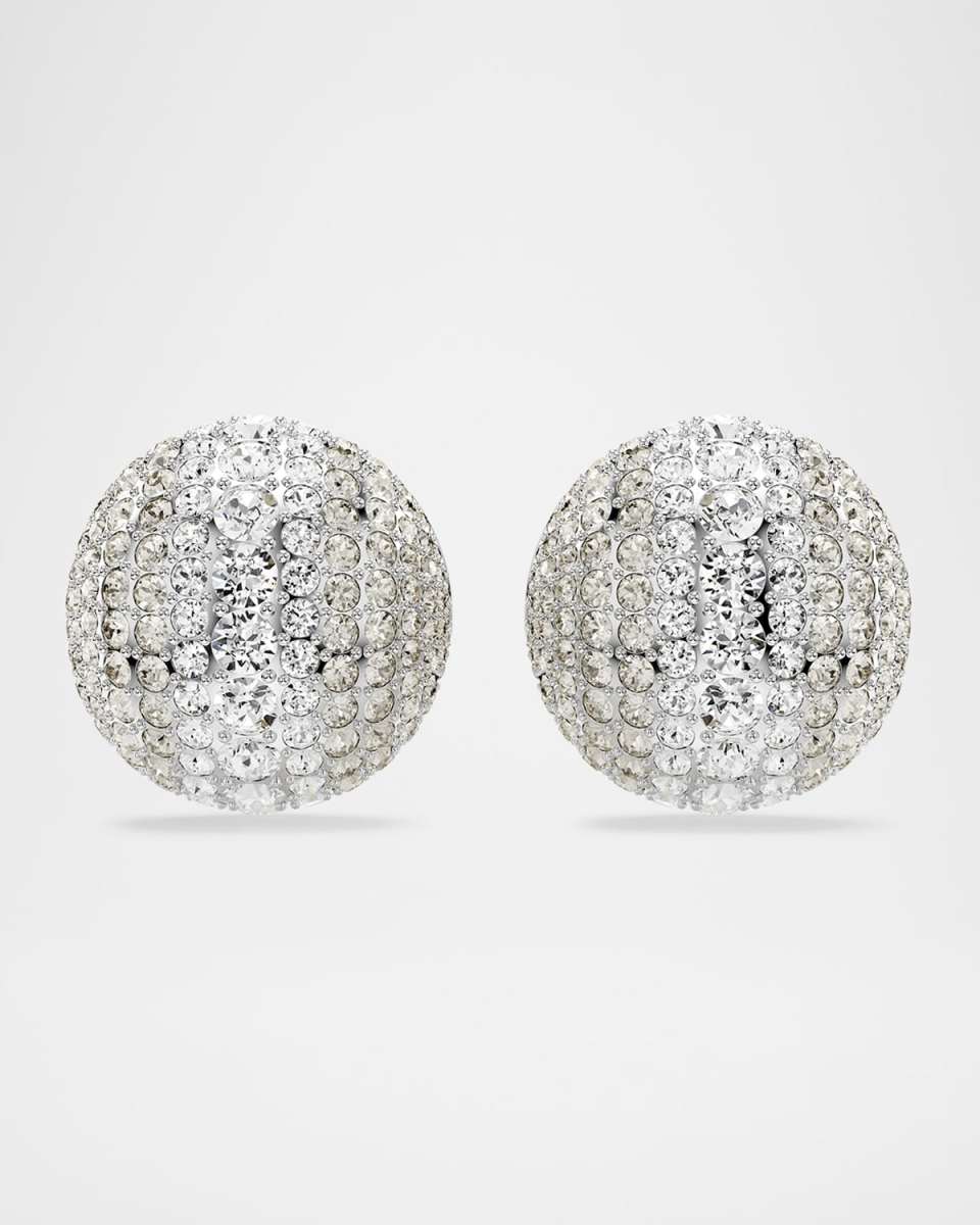 Sublima Rhodium-Plated Half Dome Pave Crystal Earrings
